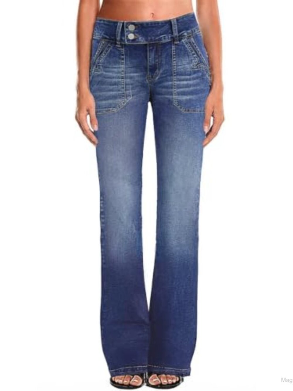 Low Rise Wide Leg Stretch Denim Jeans for Women